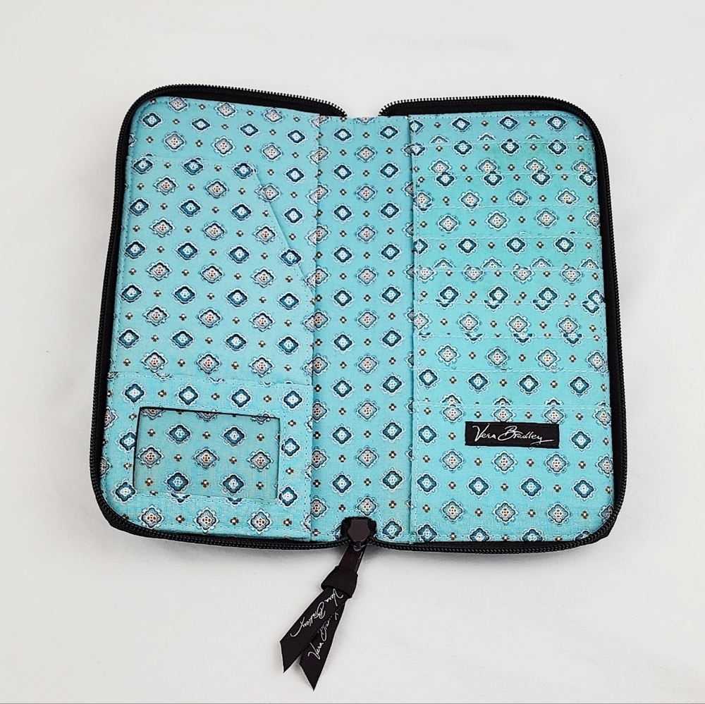 Vera Bradley Women's Brown and Blue Paisley Wallet - Picture 9 of 11